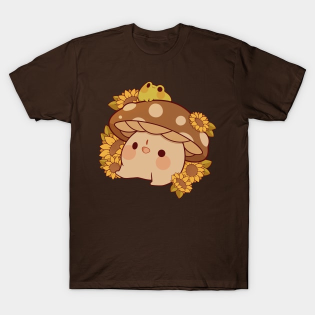 Happy sunflower mushroom T-Shirt by Rihnlin